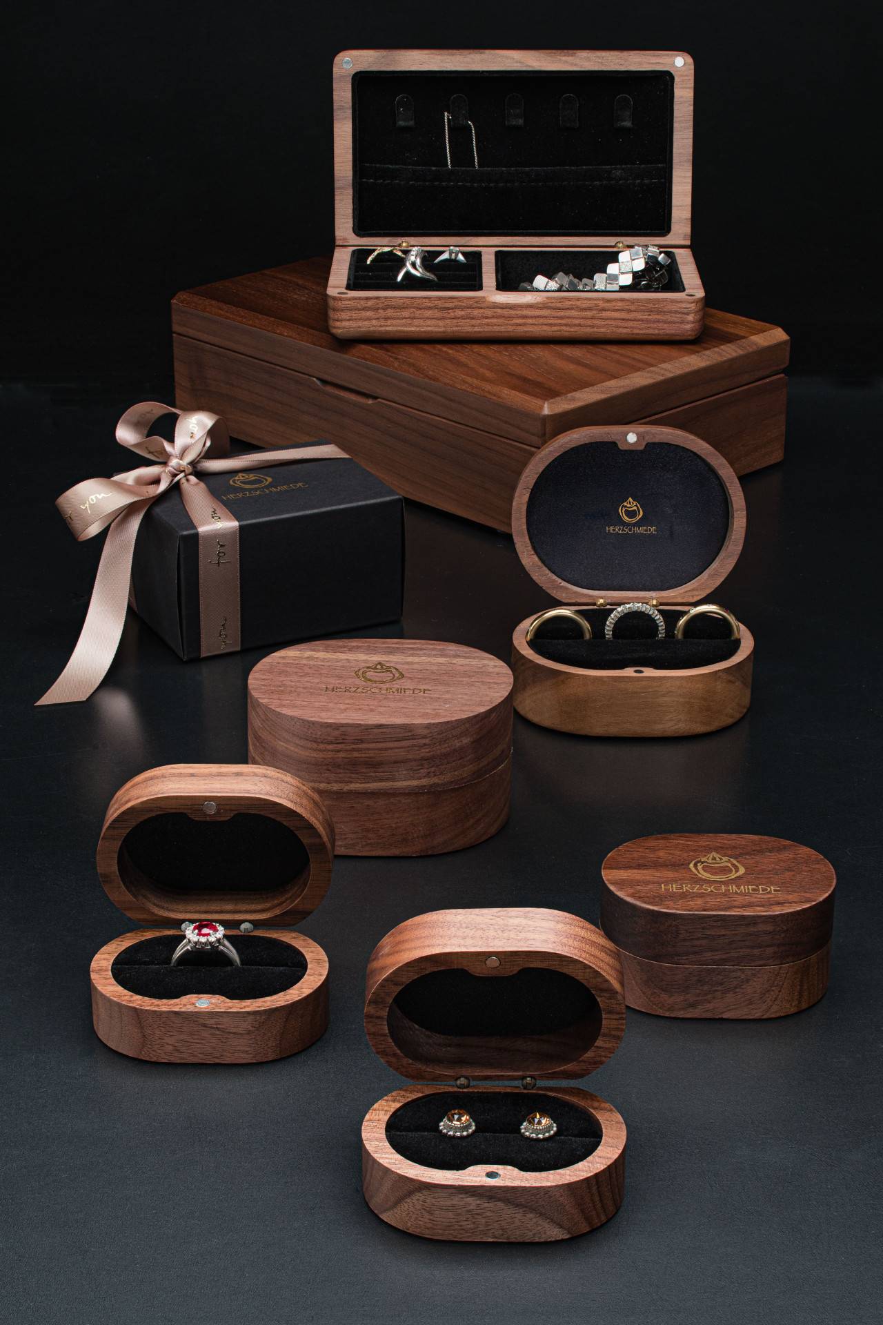 Boîte à bagues personnalisée en bois