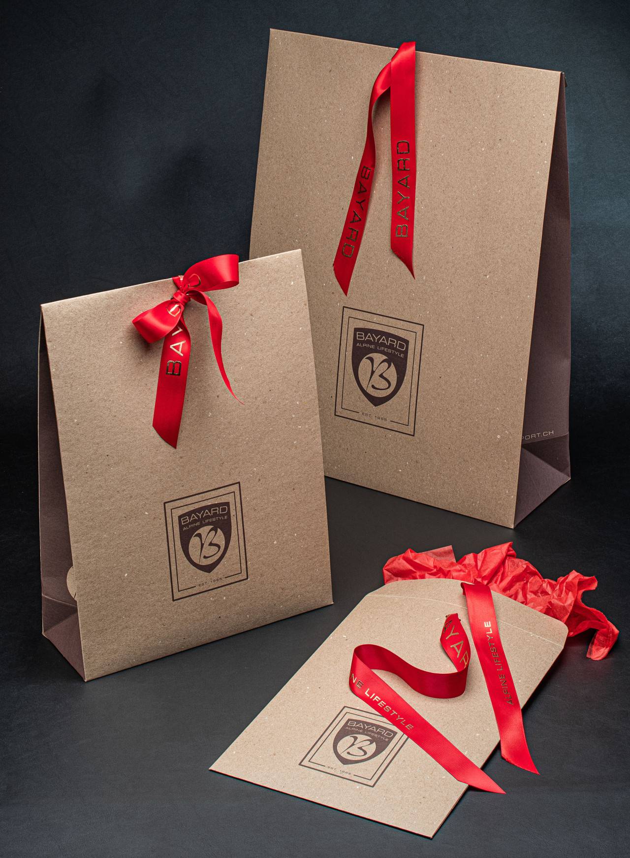 Sacs cadeaux personnalisés avec ruban logo