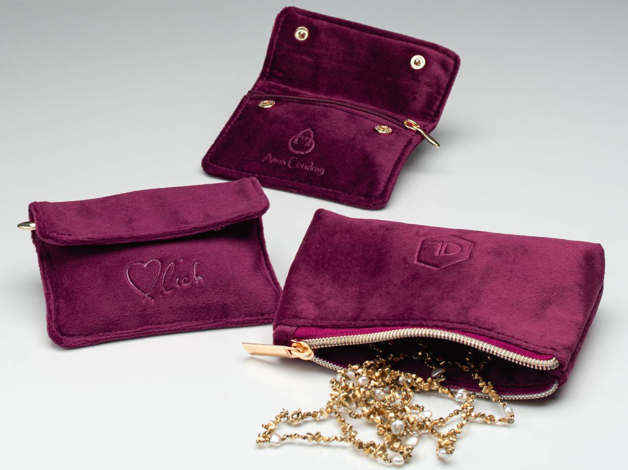 Trousse à cosmétiques en velours avec fermeture éclair