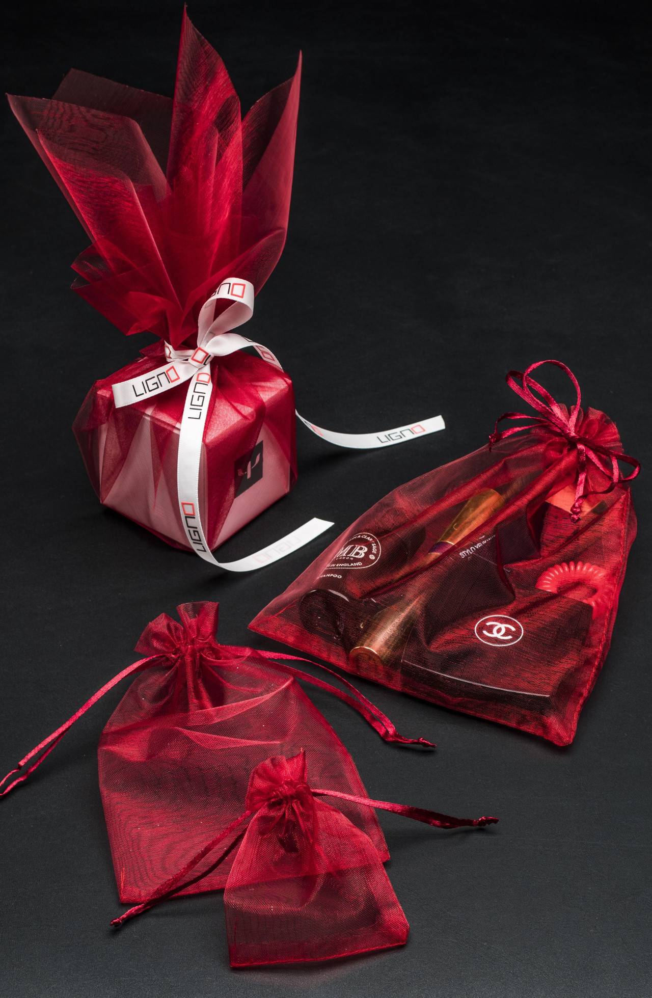 Sachet d'organza rouge